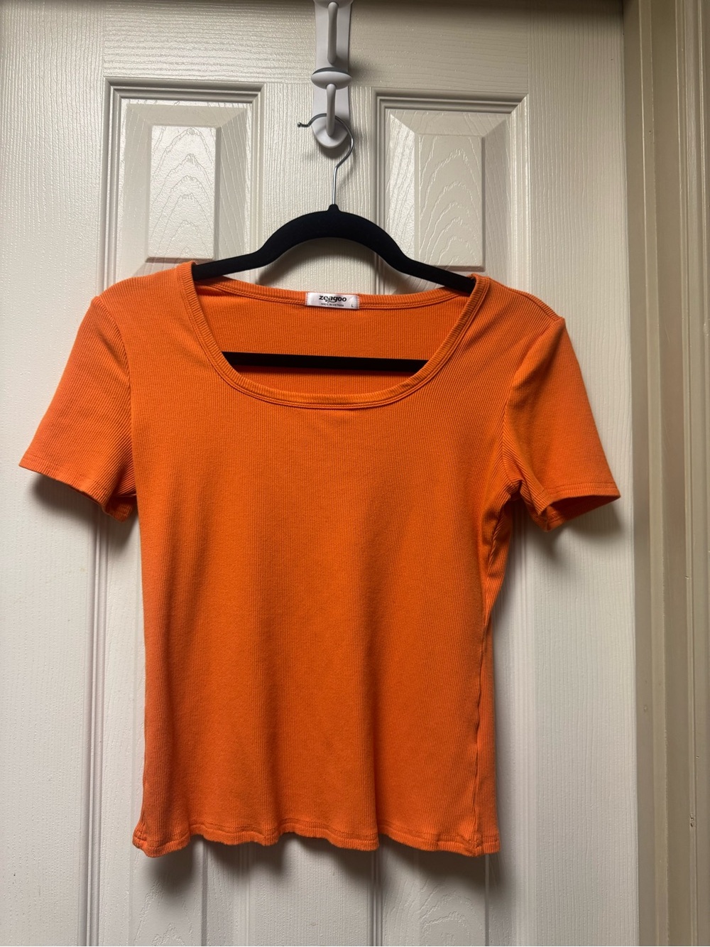 zeagoo Orange Scoop Neck Short Sleeve Tee